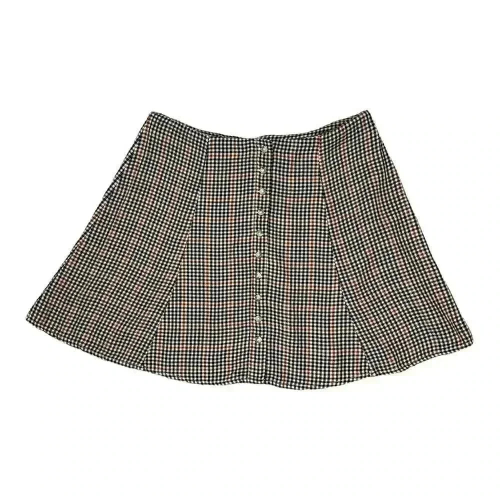 American Eagle Outfitters Size 4 Brown & Black Plaid Casual Swingy Skirt